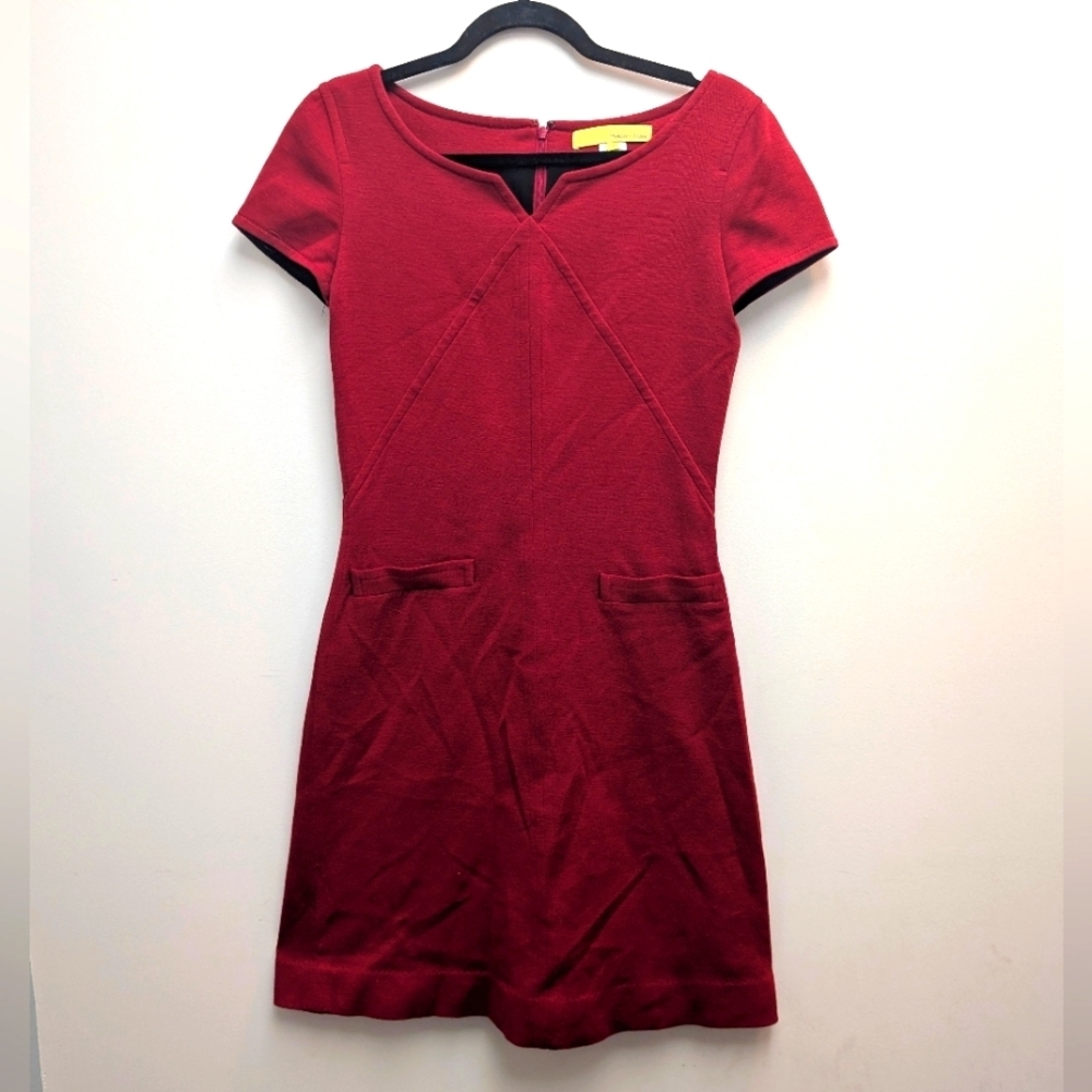 Tevrow + Chase Wool-Blend Burgundy Mini Dress | Size 2 | Made in Canada